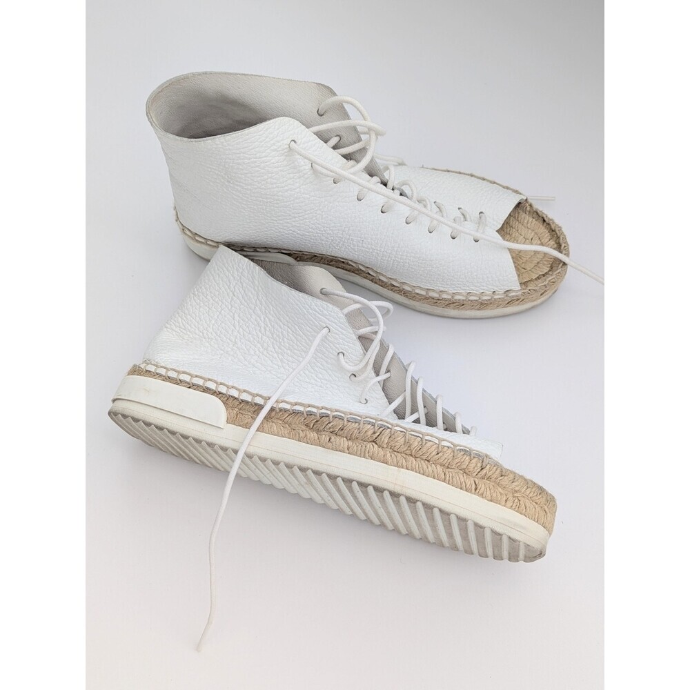 Miista Women's (Sz 36) White Leather Lace-Up Peep-Toe Espadrilles/Shoes/Sandals